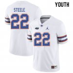 Youth Florida Gators #22 Chris Steele NCAA Jordan Brand White Authentic Stitched College Football Jersey LAE1862EE